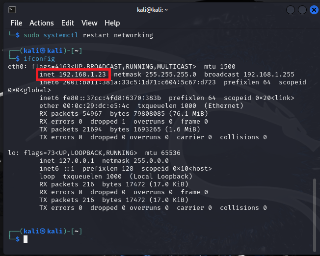 kali enable ssh ip